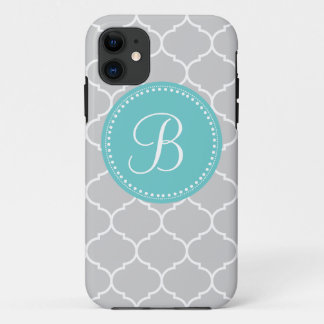 Vierblattförmiges individuelles Monogramm in Grau Case-Mate iPhone Hülle