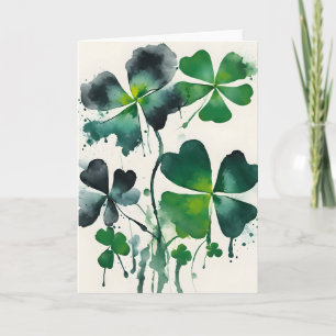 Vierblattklee - Aquarellblumen Karte