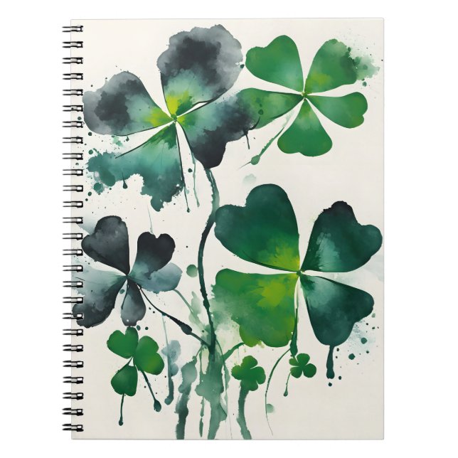 Vierblattklee - Aquarellblumen Notizblock (Vorderseite)