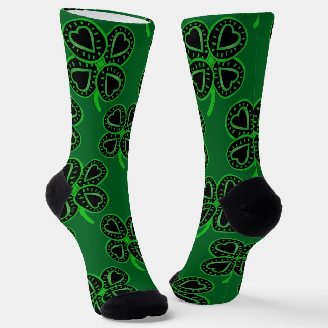 Vierblättriger Clover Heart Moderner St Patrick's  Socken (Gewinkelt)