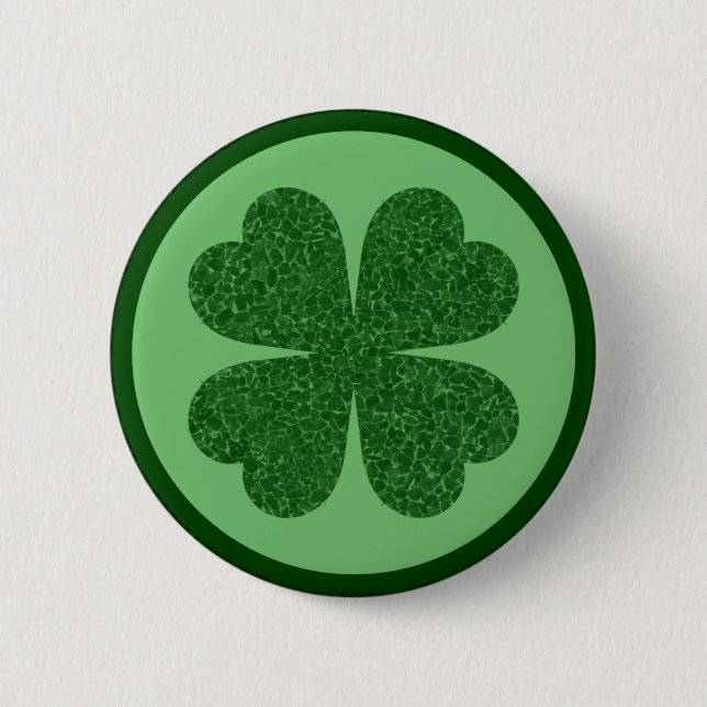 Vierblättriges Kleeblatt Button (Vorderseite)