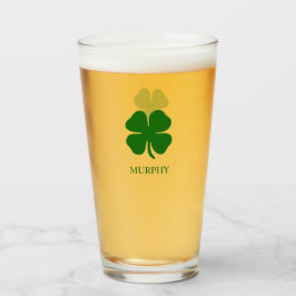 vierblättriges Kleeblatt Green Irish Personalisier Glas