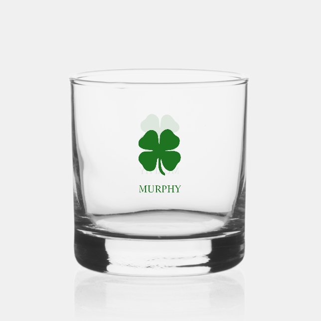 vierblättriges Kleeblatt Green Kleeblatt Irish Whiskyglas (Vorderseite)