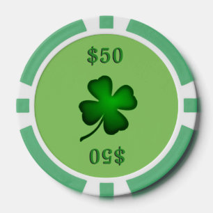 vierblättriges Kleeblatt Green Pokerchips