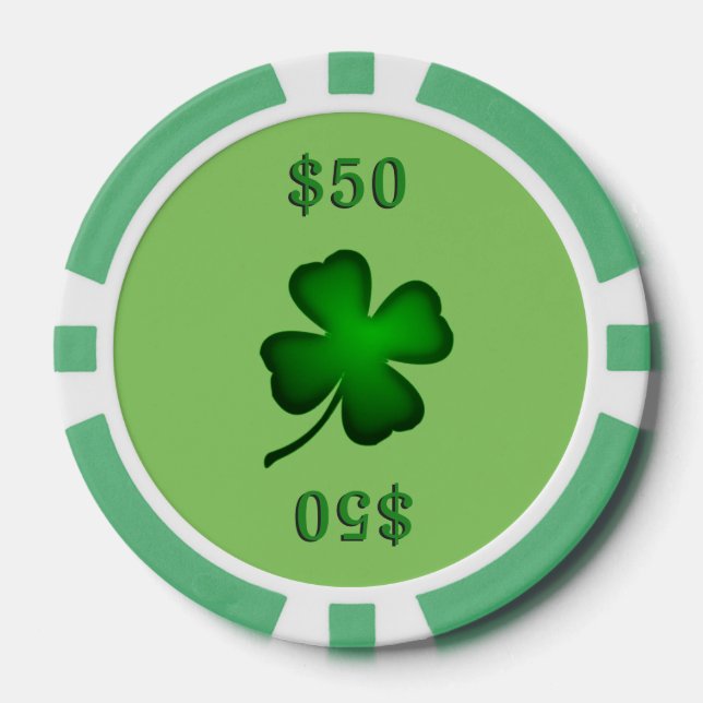 vierblättriges Kleeblatt Green Pokerchips (Vorderseite)
