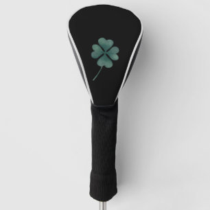 Vierblättriges Kleeblatt Grün auf schwarzem Wass Golf Headcover