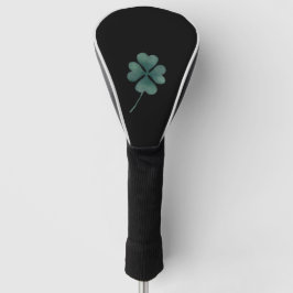 vierblättriges Kleeblatt grün auf schwarzer Wasser Golf Headcover