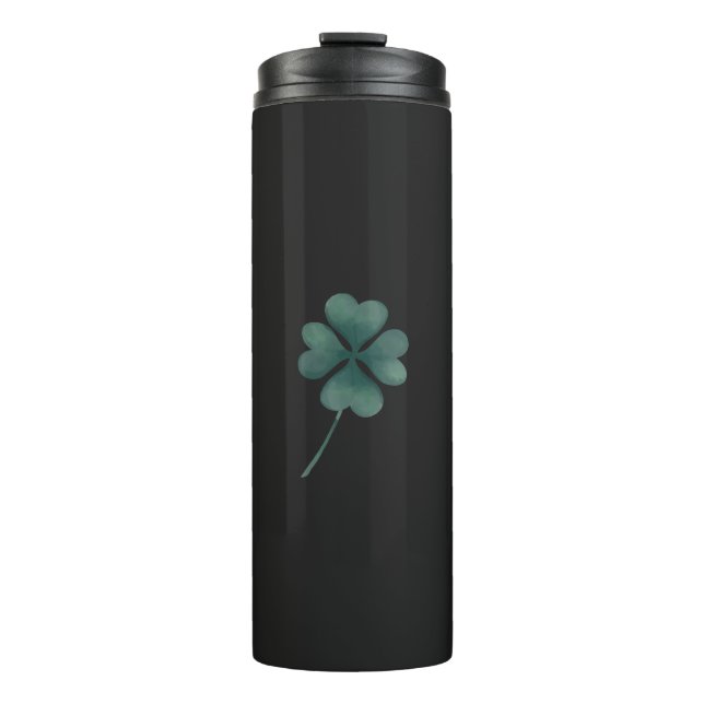 vierblättriges Kleeblatt Grüne Farbe Thermosbecher (Vorderseite)
