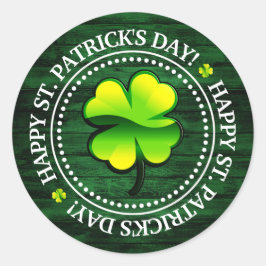 vierblättriges Kleeblatt Happy St. Patrick's Day Runder Aufkleber