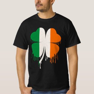 Vierblättriges Kleeblatt irische Flagge T-Shirt