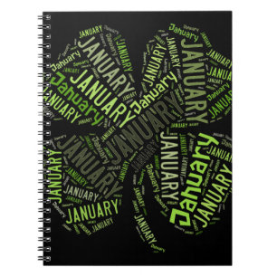 Vierblättriges Kleeblatt Januar Notizblock