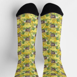 Vierblättriges Kleeblatt Kleeblatt Gold Muster Socken