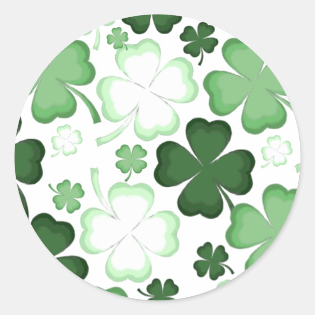 vierblättriges Kleeblatt, Kleeblatt, St. Patrick's Runder Aufkleber (Vorderseite)