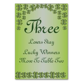 vierblättriges Kleeblatt Lucky Irish Table Card #3 Tischnummer