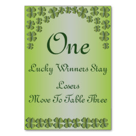 vierblättriges Kleeblatt Lucky Irish Table Card Tischnummer