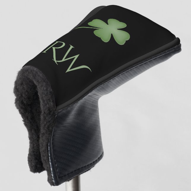 vierblättriges Kleeblatt Mit Monogramm Golf Headcover (3/4 Vorderseite)