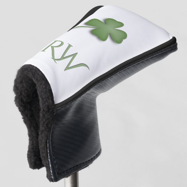 vierblättriges Kleeblatt Mit Monogramm Golf Headcover (3/4 Vorderseite)