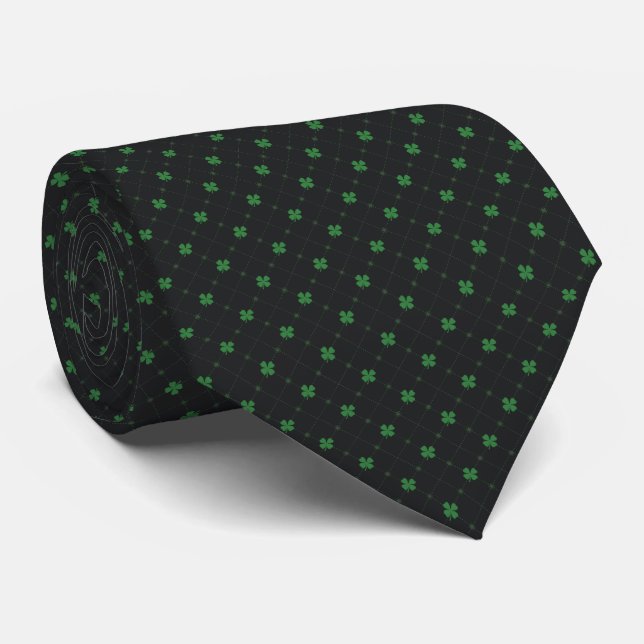 vierblättriges Kleeblatt Neck Tie Krawatte (Gerollt)