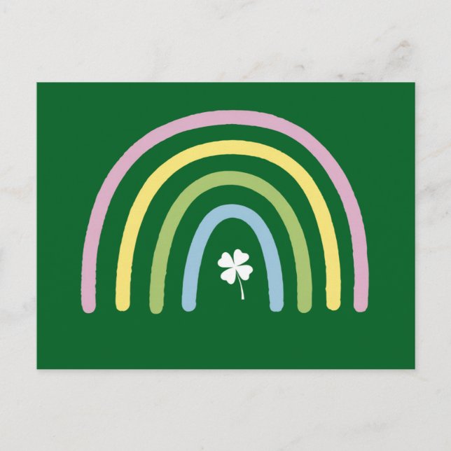 vierblättriges Kleeblatt Rainbow St Patrick's Day Postkarte (Vorderseite)