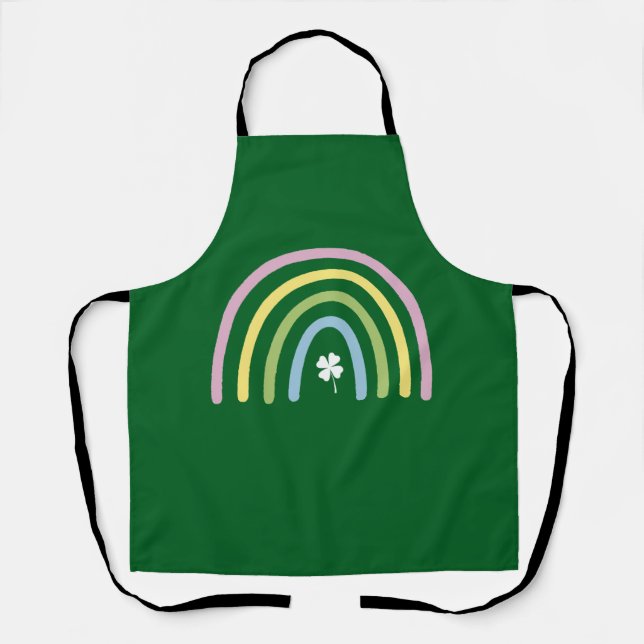 vierblättriges Kleeblatt Rainbow St Patrick's Day Schürze (Vorderseite)