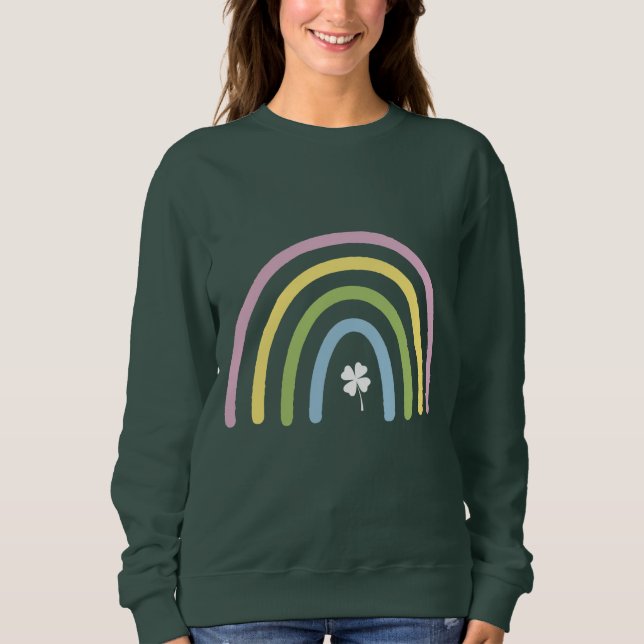 vierblättriges Kleeblatt Rainbow St Patrick's Day Sweatshirt (Vorderseite)