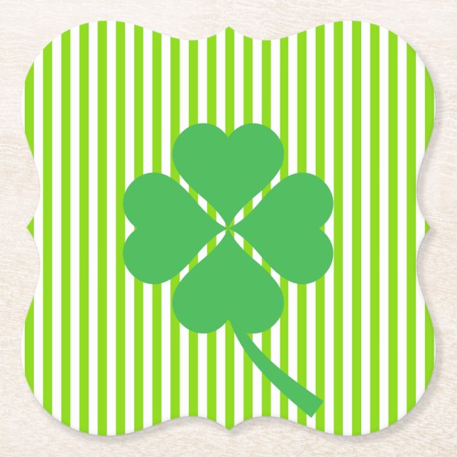 vierblättriges Kleeblatt St. Patricks Day Design Untersetzer (Vorderseite)