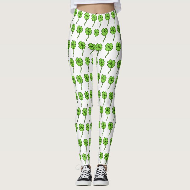 vierblättriges Kleeblatt St. Patrick's Day Leggings (Vorderseite)