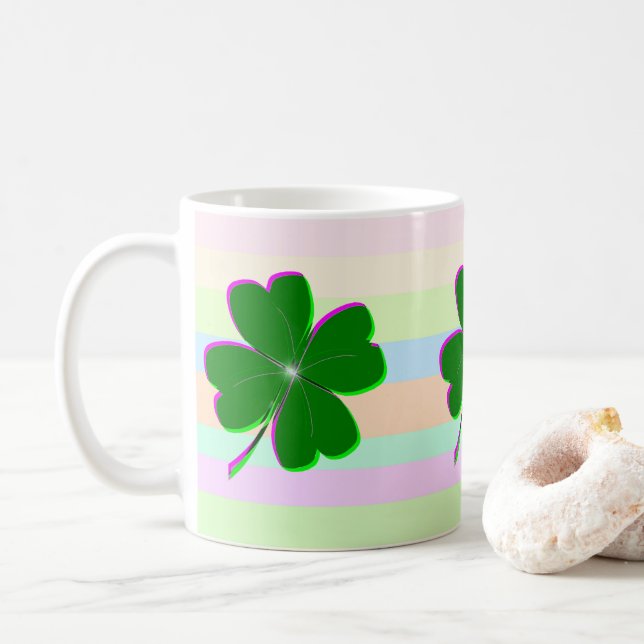 Vierblättriges Kleeblatt Tasse (Mit Donut)