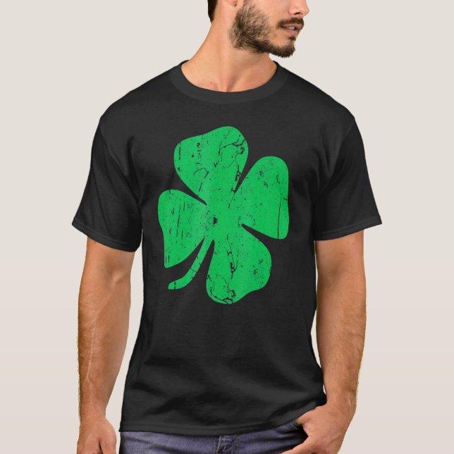 vierblättriges Kleeblatt Vintager St. Patrick Day T-Shirt (Vorderseite)