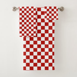Viereck rotes, weißes Retro-Quadrat Badhandtuch Set