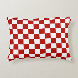 Viereck rotes, weißes Retro-Quadrat Dekokissen