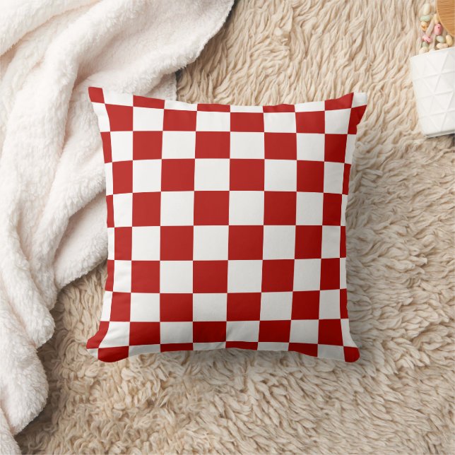 Viereck rotes, weißes Retro-Quadrat Kissen (Decke)