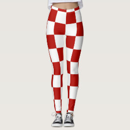 Viereck rotes, weißes Retro-Quadrat Leggings