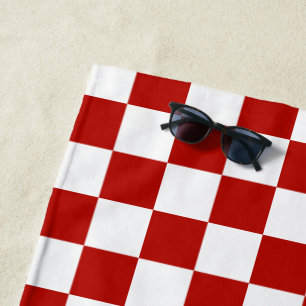 Viereck rotes, weißes Retro-Quadrat Strandtuch
