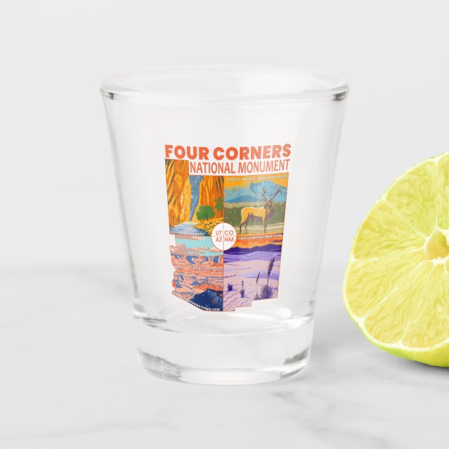 Vierecke Nationaldenkmal mit Nationalparks 2 Schnapsglas (Vorderseite)