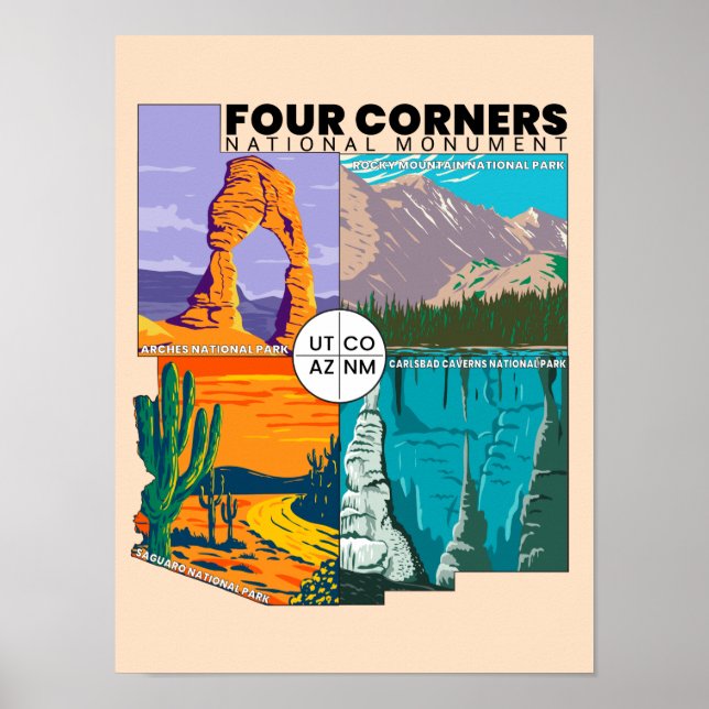 Vierecke Nationaldenkmal mit Nationalparks Poster (Vorne)