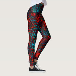 Viereckig gekratzt in hellblau und rot. leggings