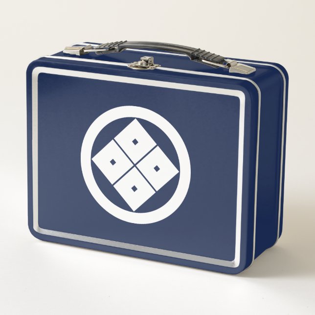 Viereckige, kreisförmig getilgte Augen Metall Lunch Box (Vorderseite)