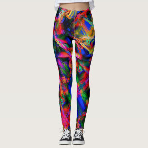 Viereckige Quadrate mit bunten Pinselstrichen Leggings