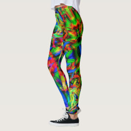 Viereckige Quadrate mit grünen bunten Pinselstrich Leggings