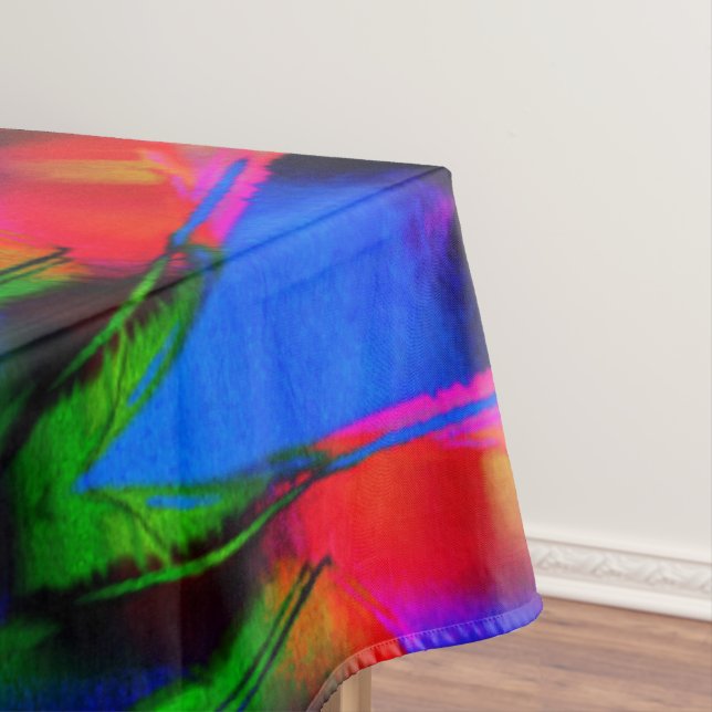 Viereckige Quadrate mit grünen bunten Pinselstrich Tischdecke (Beispiel)
