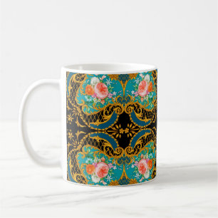 Viereckige Zusammensetzung mit rosa und orangefarb Kaffeetasse
