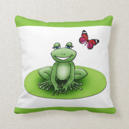 Viereckiger Kissen „Froggy der Frosch“, Apfelgrün