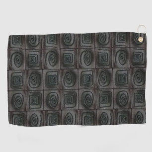 Viereckiges Mosaik mit Spiraldesign und Drizzlstil Golfhandtuch