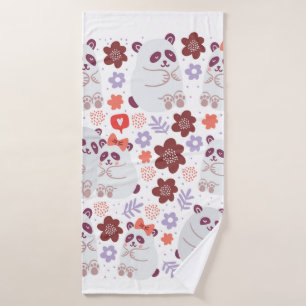 Viereckiges Poster mit niedlichen Pandas Paare in Badehandtuch