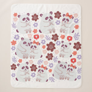 Viereckiges Poster mit niedlichen Pandas Paare in  Sherpadecke