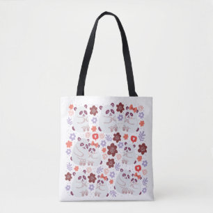 Viereckiges Poster mit niedlichen Pandas Paare in Tasche