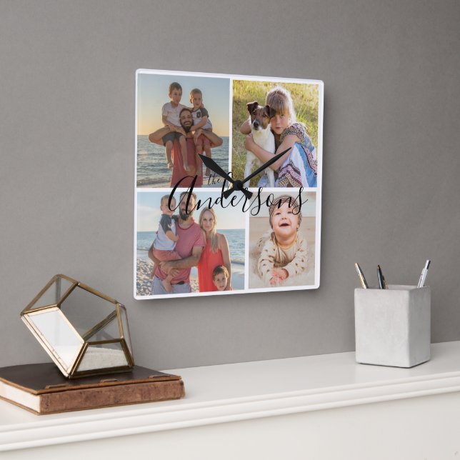 Vierer-Foto-Akrylwall-Uhr Quadratische Wanduhr (Büro)