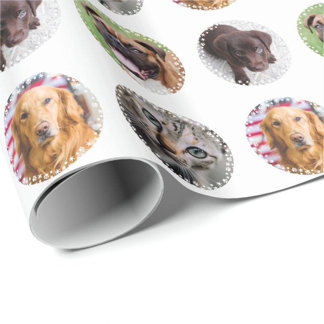 Vierer-Foto-Pet-Lover-Weihnachtsgeschenkpapier Geschenkpapier (Rolleneckpunkt)