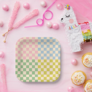 Vierer Karo Prüfmuster Pappteller